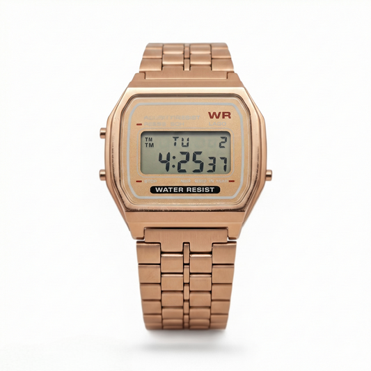 Retro Vintage Digital Silver Watch for Men & Women | Retro Unisex Style [ Rose Gold ]