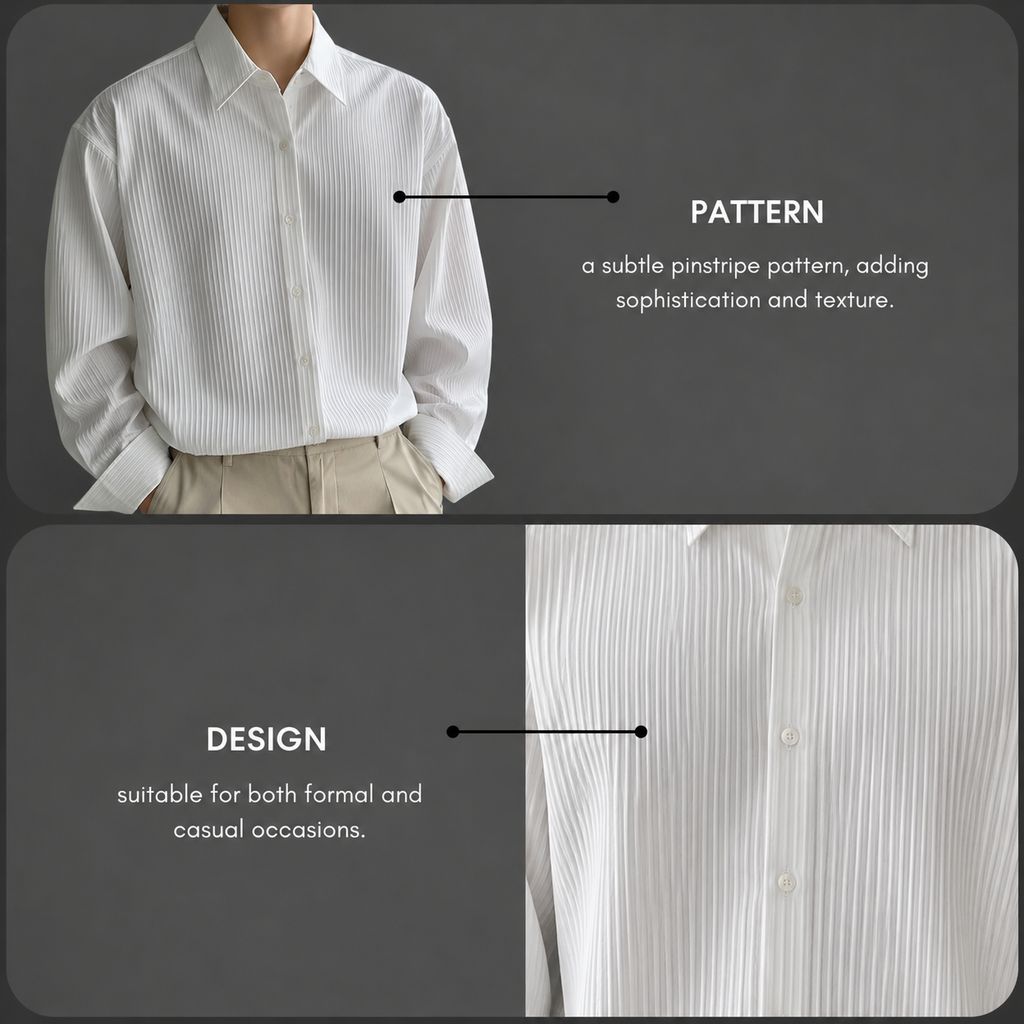 White Pleated Casual Shirt