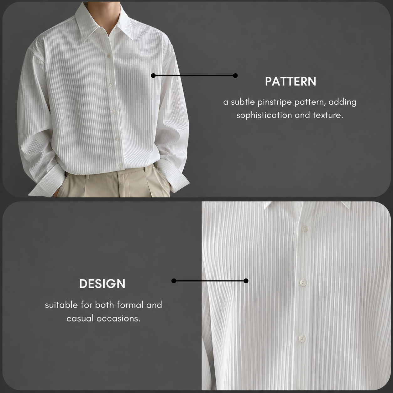 White Pleated Casual Shirt