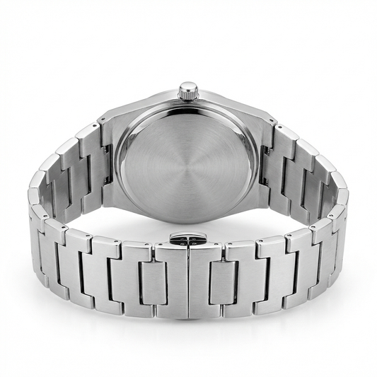 Silver Minimal Quartz Watch for Men | Metal Strap with Date Display