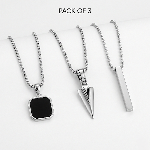 Men Chain Necklace Set of 3