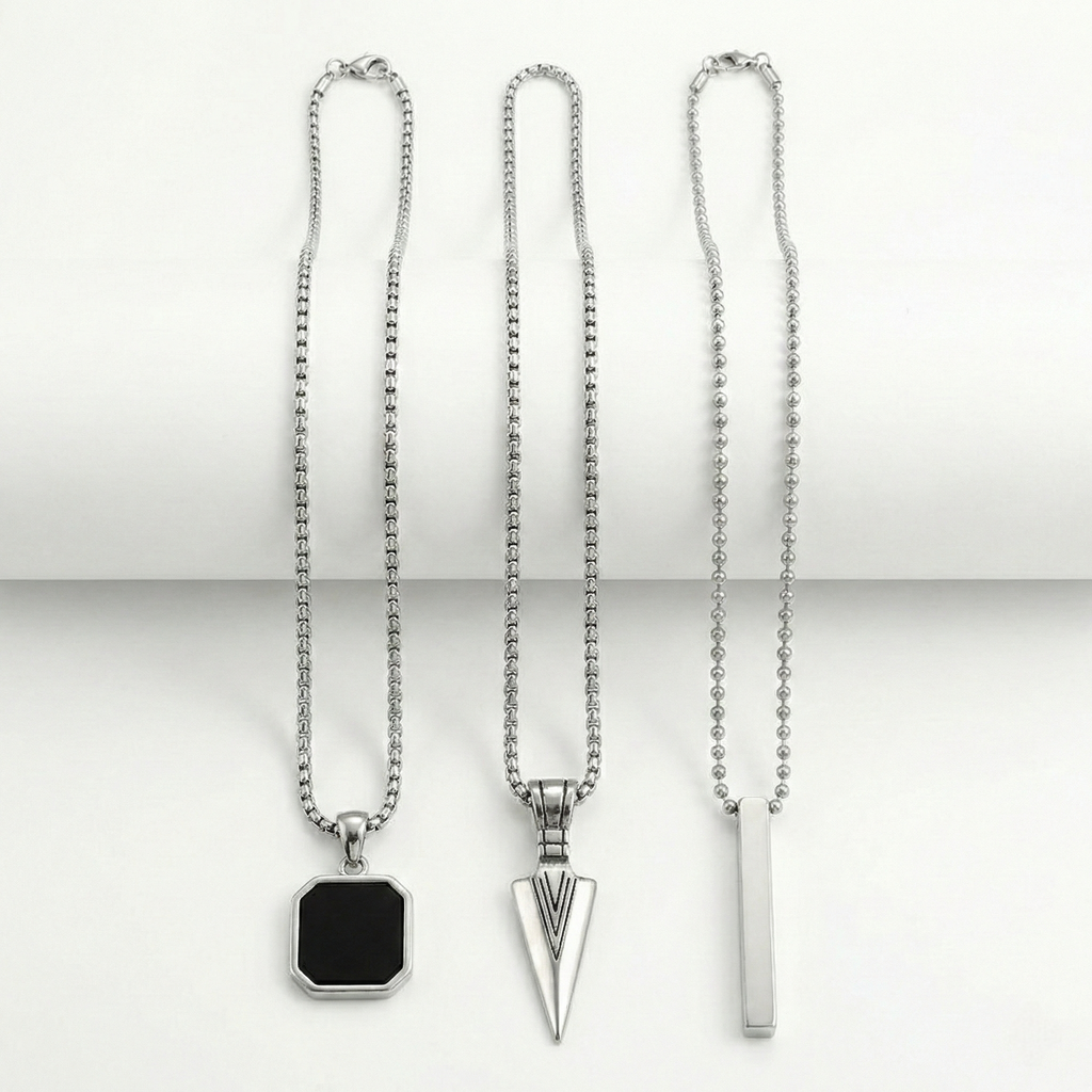 Men Chain Necklace Set of 3