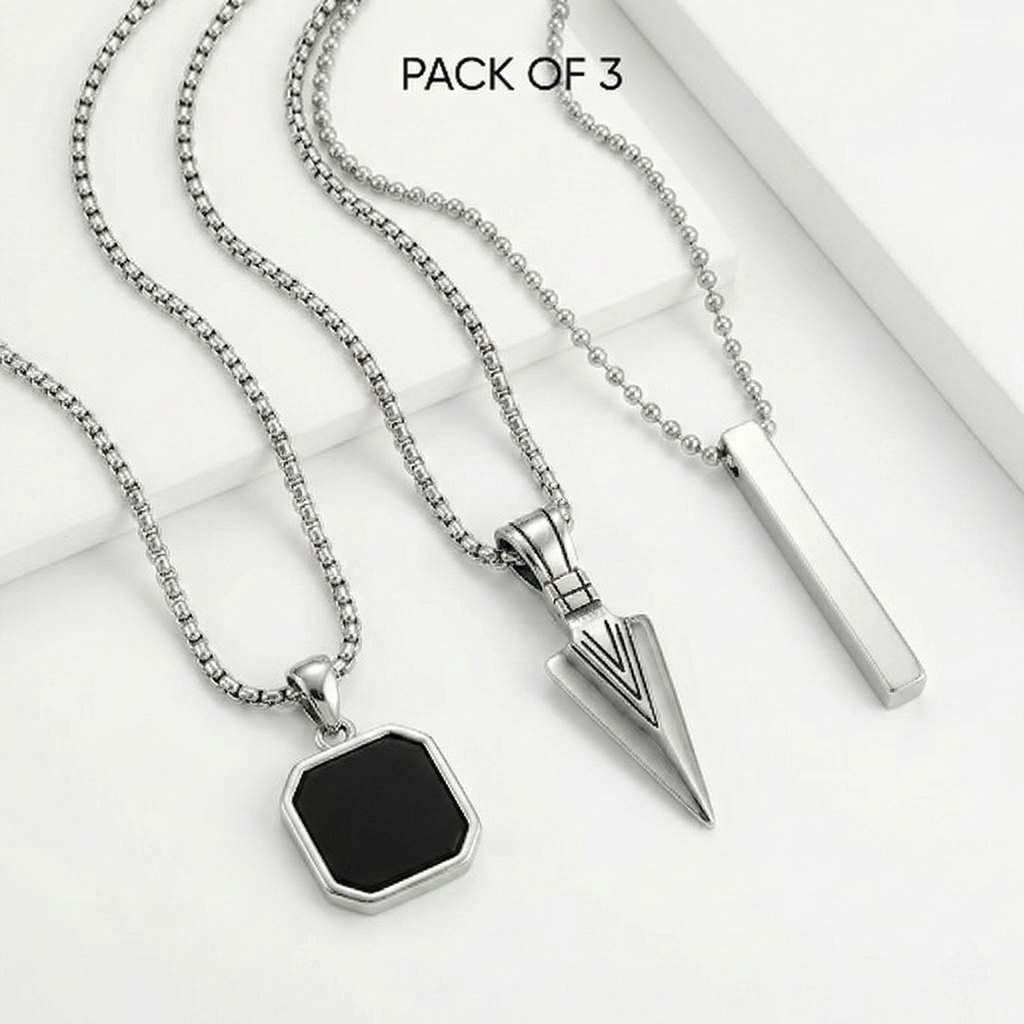 Men Chain Necklace Set of 3
