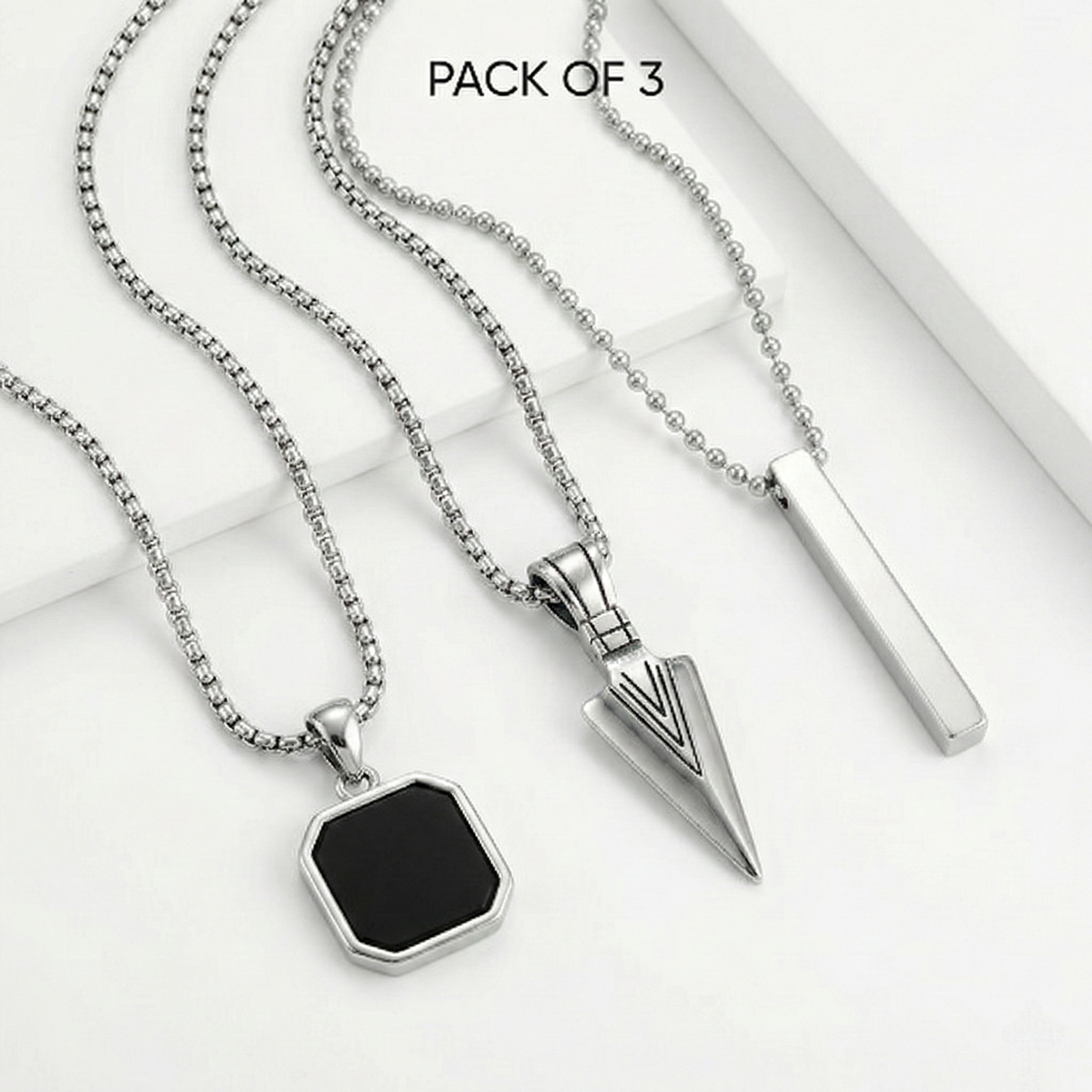 Men Chain Necklace Set of 3