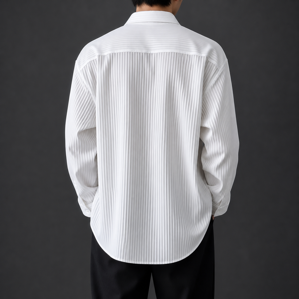 White Pleated Casual Shirt