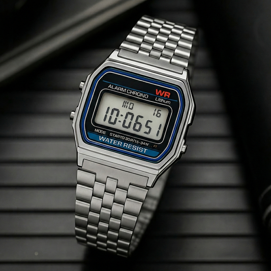 Retro Vintage Digital Silver Watch for Men & Women | Retro Unisex Style [ Silver ]