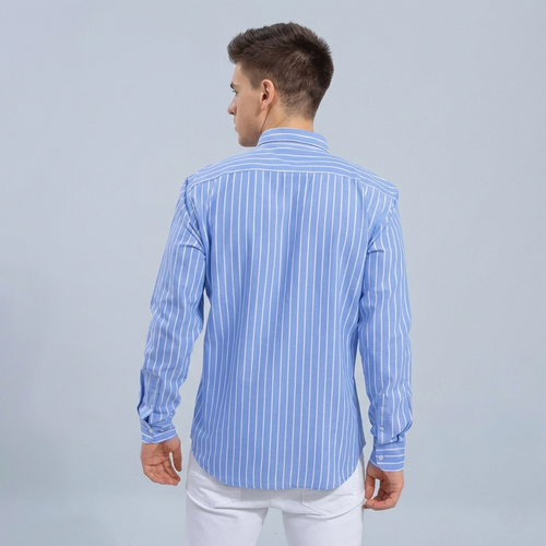 Blue White Striped Shirt Full Sleeve