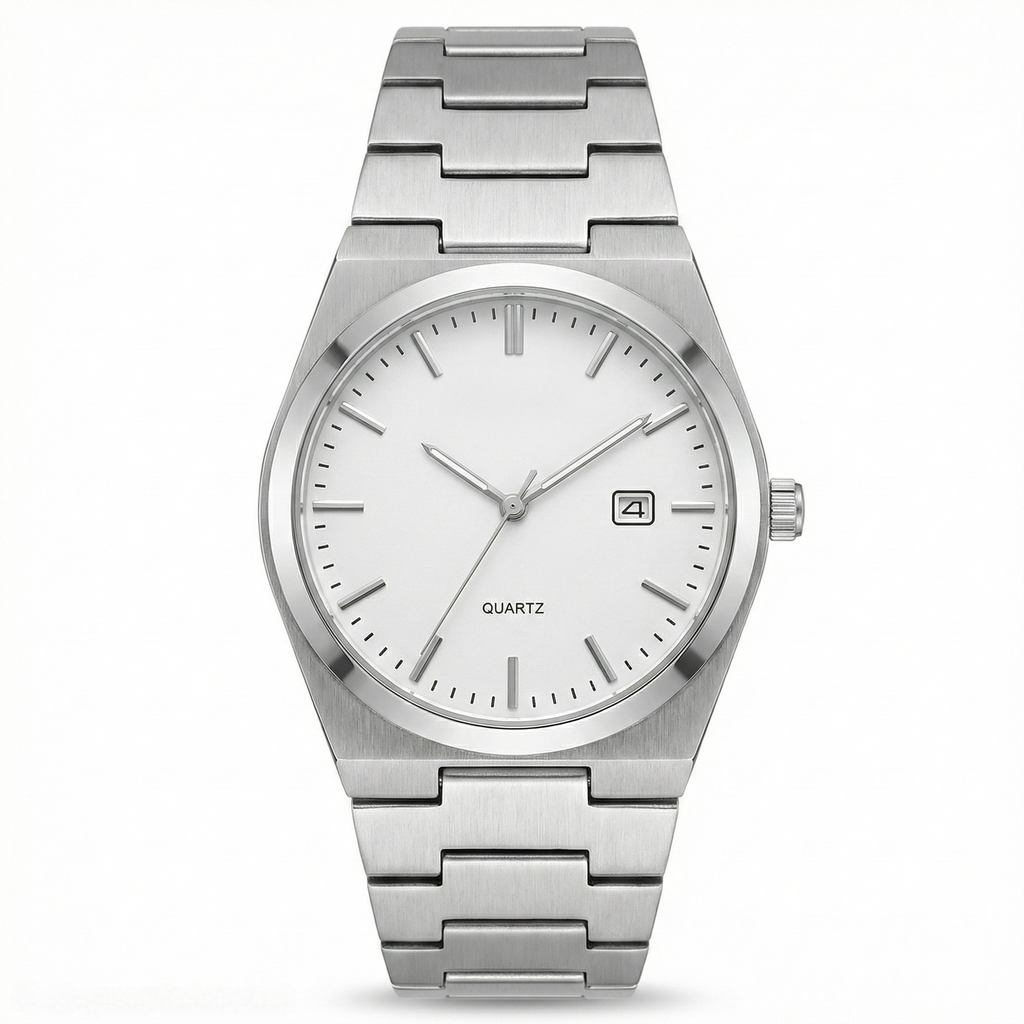 Silver Minimal Quartz Watch for Men